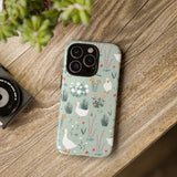 Floral Goose Tough Phone Case | Blue/Gray Floral Greenery Goose | Protective Dual Layer Case for iPhone & Samsung | You Choose Case Finish