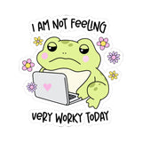 I'm Not Feeling Very Worky Today Whimsical Frog Kiss-Cut Sticker
