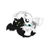 Adorable Night Fury, Light Fury Ying-Yang HTTYD Dragon Kiss-Cut Sticker