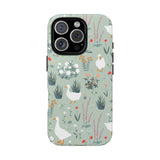 Floral Goose Tough Phone Case | Blue/Gray Floral Greenery Goose | Protective Dual Layer Case for iPhone & Samsung | You Choose Case Finish