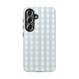 Light Blue Gingham Tough Phone Case | Protective Dual Layer Case for iPhone & Samsung | You Choose Case Finish