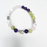 The Kelly - 8mm Rose Quartz, Amethyst, Jade & Howlite 6.5 in. Stretch Bracelet; Rebirth Bracelet
