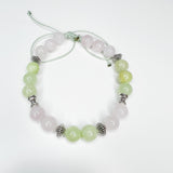 The Amy - 8mm Rose Quartz & Green Calcite  Adjustable Bracelet; Love Bracelet