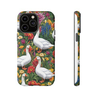 Floral Porch Goose Phone Case, Vibrant Phone Cover, Nature Lover Gift, Cute Animal Case, Spring Floral Design, Eco-Friendly Tech Accessory