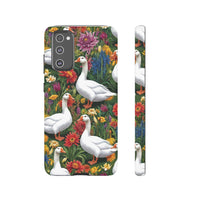Floral Porch Goose Phone Case, Vibrant Phone Cover, Nature Lover Gift, Cute Animal Case, Spring Floral Design, Eco-Friendly Tech Accessory