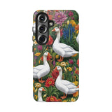Floral Porch Goose Phone Case, Vibrant Phone Cover, Nature Lover Gift, Cute Animal Case, Spring Floral Design, Eco-Friendly Tech Accessory