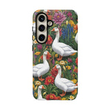 Floral Porch Goose Phone Case, Vibrant Phone Cover, Nature Lover Gift, Cute Animal Case, Spring Floral Design, Eco-Friendly Tech Accessory