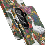 Floral Porch Goose Phone Case, Vibrant Phone Cover, Nature Lover Gift, Cute Animal Case, Spring Floral Design, Eco-Friendly Tech Accessory