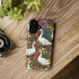 Floral Porch Goose Phone Case, Vibrant Phone Cover, Nature Lover Gift, Cute Animal Case, Spring Floral Design, Eco-Friendly Tech Accessory