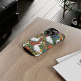 Floral Porch Goose Phone Case, Vibrant Phone Cover, Nature Lover Gift, Cute Animal Case, Spring Floral Design, Eco-Friendly Tech Accessory