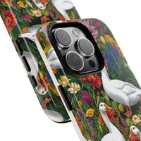 Floral Porch Goose Phone Case, Vibrant Phone Cover, Nature Lover Gift, Cute Animal Case, Spring Floral Design, Eco-Friendly Tech Accessory
