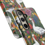 Floral Porch Goose Phone Case, Vibrant Phone Cover, Nature Lover Gift, Cute Animal Case, Spring Floral Design, Eco-Friendly Tech Accessory