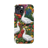 Floral Porch Goose Slim Phone Case - Nature Love, Cute Gift, Trendy Accessories, Farmhouse Decor, Animal Phone Cover