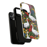 Floral Porch Goose Phone Case, Vibrant Phone Cover, Nature Lover Gift, Cute Animal Case, Spring Floral Design, Eco-Friendly Tech Accessory