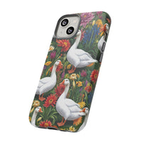 Floral Porch Goose Phone Case, Vibrant Phone Cover, Nature Lover Gift, Cute Animal Case, Spring Floral Design, Eco-Friendly Tech Accessory