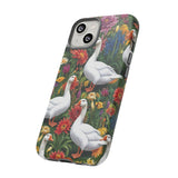 Floral Porch Goose Phone Case, Vibrant Phone Cover, Nature Lover Gift, Cute Animal Case, Spring Floral Design, Eco-Friendly Tech Accessory