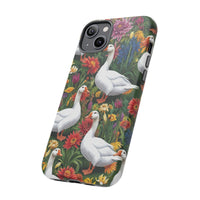 Floral Porch Goose Phone Case, Vibrant Phone Cover, Nature Lover Gift, Cute Animal Case, Spring Floral Design, Eco-Friendly Tech Accessory