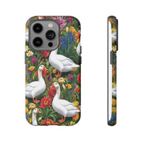 Floral Porch Goose Phone Case, Vibrant Phone Cover, Nature Lover Gift, Cute Animal Case, Spring Floral Design, Eco-Friendly Tech Accessory