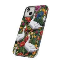 Floral Porch Goose Phone Case, Vibrant Phone Cover, Nature Lover Gift, Cute Animal Case, Spring Floral Design, Eco-Friendly Tech Accessory