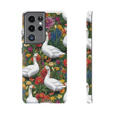 Floral Porch Goose Phone Case, Vibrant Phone Cover, Nature Lover Gift, Cute Animal Case, Spring Floral Design, Eco-Friendly Tech Accessory