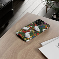 Floral Porch Goose Phone Case, Vibrant Phone Cover, Nature Lover Gift, Cute Animal Case, Spring Floral Design, Eco-Friendly Tech Accessory