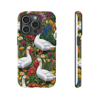 Floral Porch Goose Phone Case, Vibrant Phone Cover, Nature Lover Gift, Cute Animal Case, Spring Floral Design, Eco-Friendly Tech Accessory