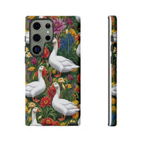 Floral Porch Goose Phone Case, Vibrant Phone Cover, Nature Lover Gift, Cute Animal Case, Spring Floral Design, Eco-Friendly Tech Accessory