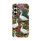 Floral Porch Goose Phone Case, Vibrant Phone Cover, Nature Lover Gift, Cute Animal Case, Spring Floral Design, Eco-Friendly Tech Accessory