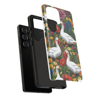 Floral Porch Goose Phone Case, Vibrant Phone Cover, Nature Lover Gift, Cute Animal Case, Spring Floral Design, Eco-Friendly Tech Accessory