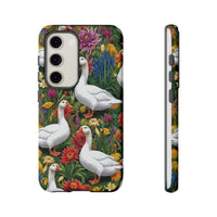 Floral Porch Goose Phone Case, Vibrant Phone Cover, Nature Lover Gift, Cute Animal Case, Spring Floral Design, Eco-Friendly Tech Accessory
