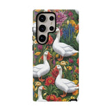 Floral Porch Goose Phone Case, Vibrant Phone Cover, Nature Lover Gift, Cute Animal Case, Spring Floral Design, Eco-Friendly Tech Accessory