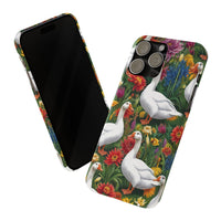 Floral Porch Goose Slim Phone Case - Nature Love, Cute Gift, Trendy Accessories, Farmhouse Decor, Animal Phone Cover