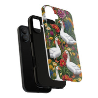 Floral Porch Goose Phone Case, Vibrant Phone Cover, Nature Lover Gift, Cute Animal Case, Spring Floral Design, Eco-Friendly Tech Accessory
