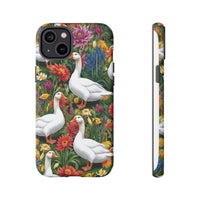 Floral Porch Goose Phone Case, Vibrant Phone Cover, Nature Lover Gift, Cute Animal Case, Spring Floral Design, Eco-Friendly Tech Accessory