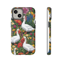 Floral Porch Goose Phone Case, Vibrant Phone Cover, Nature Lover Gift, Cute Animal Case, Spring Floral Design, Eco-Friendly Tech Accessory