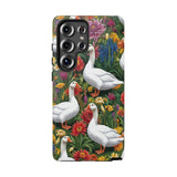 Floral Porch Goose Phone Case, Vibrant Phone Cover, Nature Lover Gift, Cute Animal Case, Spring Floral Design, Eco-Friendly Tech Accessory