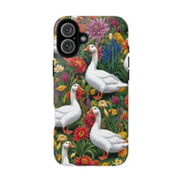 Floral Porch Goose Phone Case, Vibrant Phone Cover, Nature Lover Gift, Cute Animal Case, Spring Floral Design, Eco-Friendly Tech Accessory