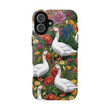 Floral Porch Goose Phone Case, Vibrant Phone Cover, Nature Lover Gift, Cute Animal Case, Spring Floral Design, Eco-Friendly Tech Accessory