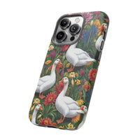 Floral Porch Goose Phone Case, Vibrant Phone Cover, Nature Lover Gift, Cute Animal Case, Spring Floral Design, Eco-Friendly Tech Accessory