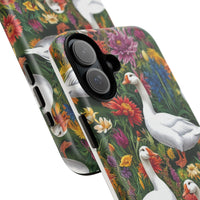 Floral Porch Goose Phone Case, Vibrant Phone Cover, Nature Lover Gift, Cute Animal Case, Spring Floral Design, Eco-Friendly Tech Accessory