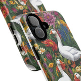 Floral Porch Goose Phone Case, Vibrant Phone Cover, Nature Lover Gift, Cute Animal Case, Spring Floral Design, Eco-Friendly Tech Accessory