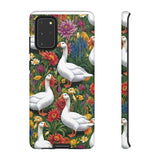 Floral Porch Goose Phone Case, Vibrant Phone Cover, Nature Lover Gift, Cute Animal Case, Spring Floral Design, Eco-Friendly Tech Accessory