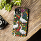 Floral Porch Goose Phone Case, Vibrant Phone Cover, Nature Lover Gift, Cute Animal Case, Spring Floral Design, Eco-Friendly Tech Accessory