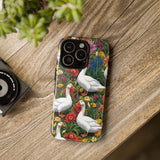 Floral Porch Goose Phone Case, Vibrant Phone Cover, Nature Lover Gift, Cute Animal Case, Spring Floral Design, Eco-Friendly Tech Accessory