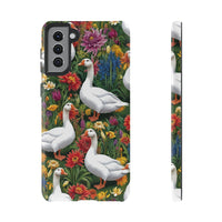 Floral Porch Goose Phone Case, Vibrant Phone Cover, Nature Lover Gift, Cute Animal Case, Spring Floral Design, Eco-Friendly Tech Accessory
