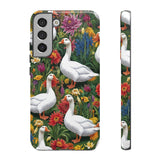 Floral Porch Goose Phone Case, Vibrant Phone Cover, Nature Lover Gift, Cute Animal Case, Spring Floral Design, Eco-Friendly Tech Accessory