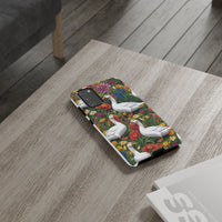 Floral Porch Goose Phone Case, Vibrant Phone Cover, Nature Lover Gift, Cute Animal Case, Spring Floral Design, Eco-Friendly Tech Accessory