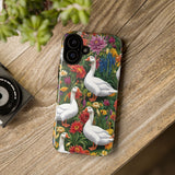 Floral Porch Goose Phone Case, Vibrant Phone Cover, Nature Lover Gift, Cute Animal Case, Spring Floral Design, Eco-Friendly Tech Accessory