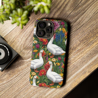 Floral Porch Goose Phone Case, Vibrant Phone Cover, Nature Lover Gift, Cute Animal Case, Spring Floral Design, Eco-Friendly Tech Accessory