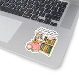 Funny Retro Bunny Dusting Books Kiss-Cut Sticker, Bookish Sticker